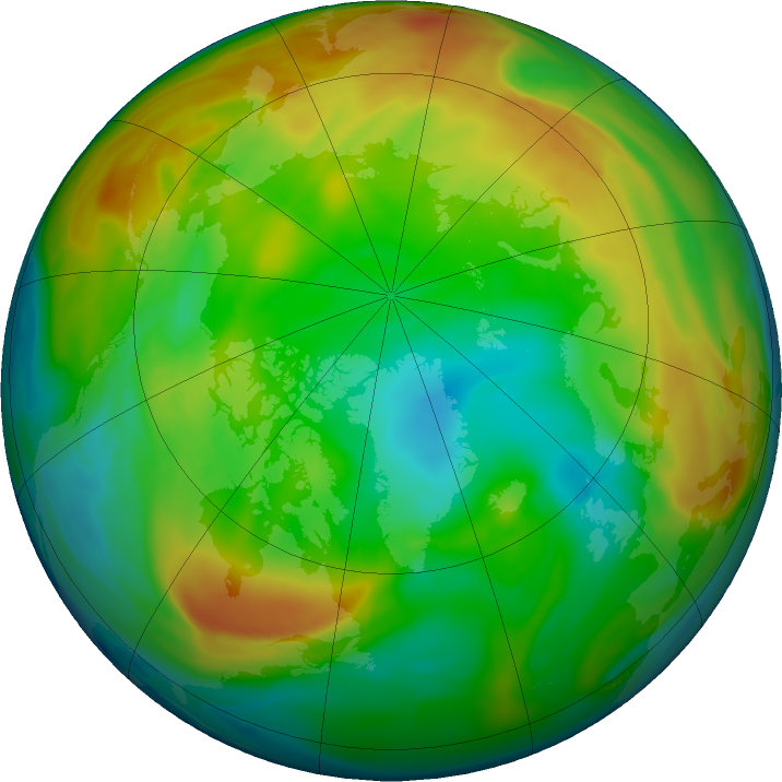 Arctic ozone map for 10 January 2022